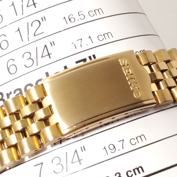 Vintage Seiko Mens Day Date Gold Tone Watch Black Dial One Jewel Stainless Steel - Picture 11 of 11